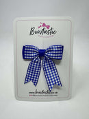 2.75 Inch Tail Bow - Cobalt & Royal Blue Gingham