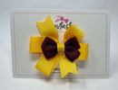 3 Inch 2 Layer Pinwheel Bow - Burgundy & Yellow Gold
