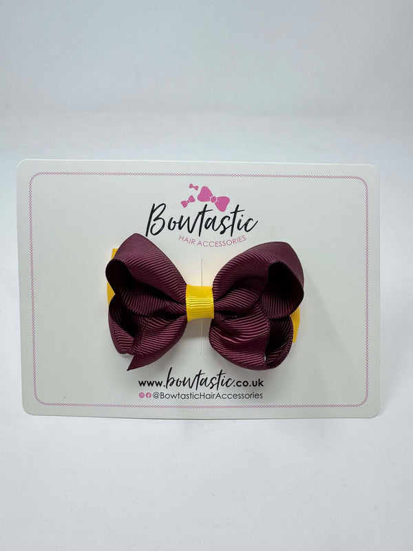 3 Inch Double Bow - Burgundy & Yellow Gold