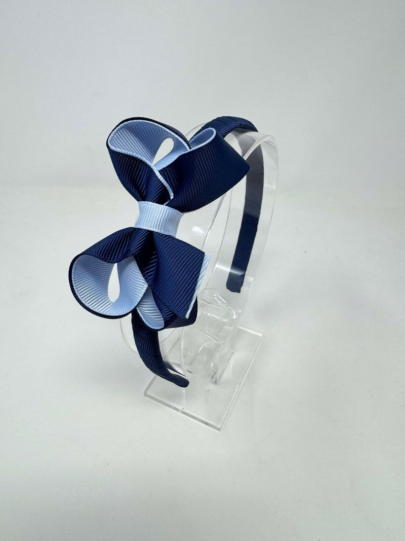 3 Inch Bow Alice Band - Navy & Bluebell