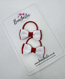 1.75 Inch Bow Thin Elastic - White & Red - 2 Pack