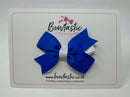 3 Inch Flat 2 Layer Bow - Royal Blue & White