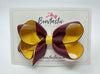 4 Inch Double Ribbon Bow Style 2 - Burgundy & Yellow Gold
