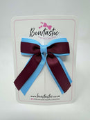 3 Inch Tail Bow - Burgundy & Blue Mist