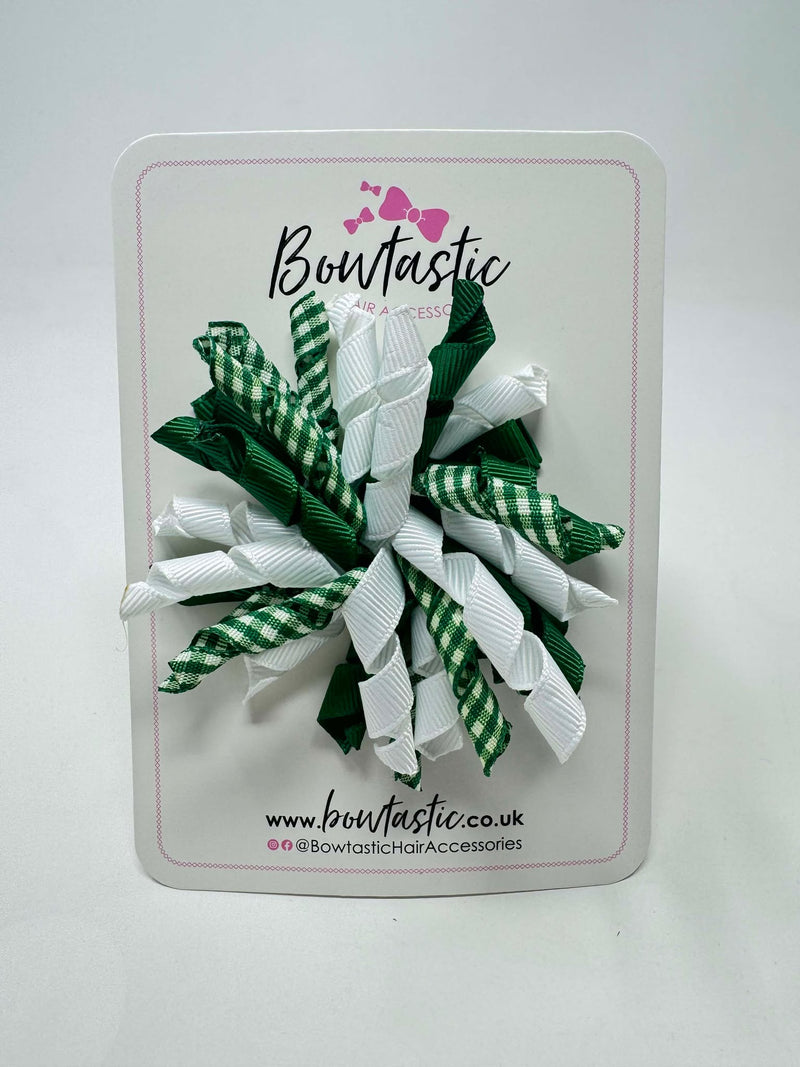 3.5 Inch Corker Bow - Forest Green & White Gingham