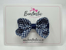 3 Inch Double Bow - Navy & Navy Gingham