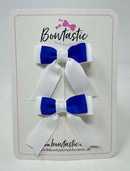 2 Inch Tail Bow - Royal Blue & White - 2 Pack