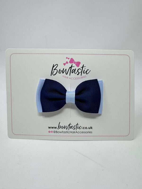 3 Inch Flat Double Bow - Navy & Bluebell