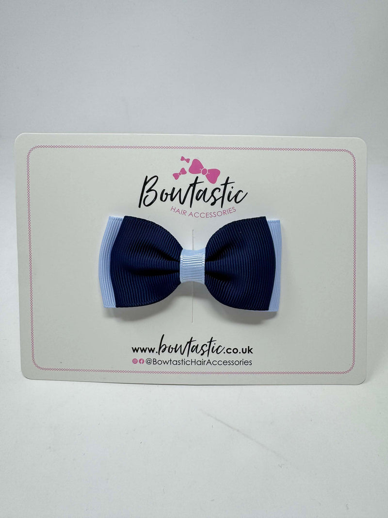 3 Inch Flat Double Bow - Navy & Bluebell