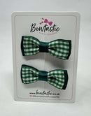 1.75 Inch Bow - Hunter Green & Green Gingham - 2 Pack