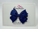 3 Inch Flat 2 Layer Bow - Ink Blue