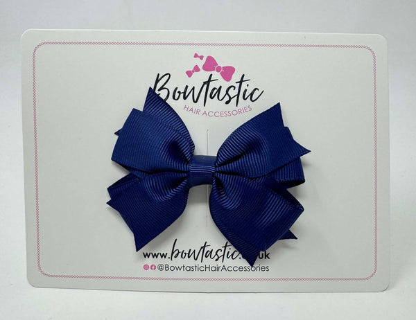 3 Inch Flat 2 Layer Bow - Ink Blue