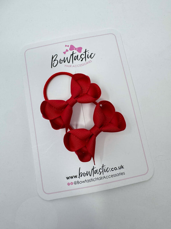 2 Inch Bow Thin Elastic - Red - 2 Pack