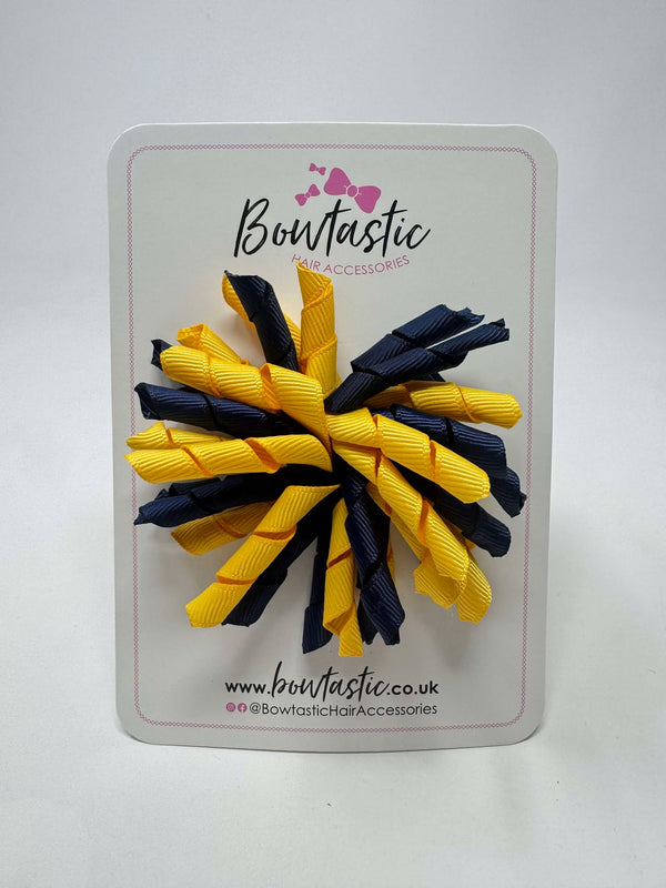 3.5 Inch Corker Bow - Navy & Yellow Gold