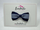 3 Inch Tuxedo Bow - Navy Gingham