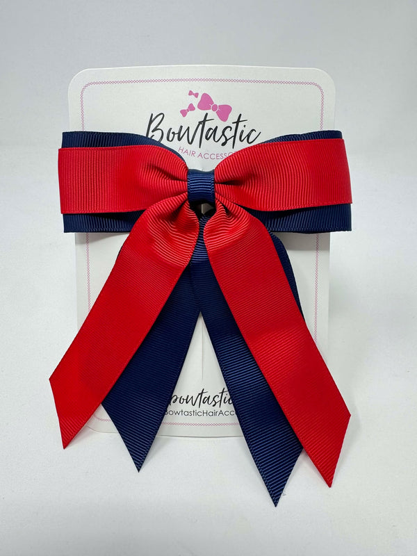 4.5 Inch Tail Bow - Red & Navy