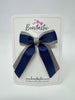 3 Inch Tail Bow - Navy & Metal Grey