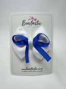3.5 Inch Flat Bow - Royal Blue & White