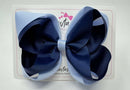 5 Inch Double Bow - Navy & Bluebell