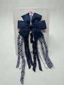 3 Inch Pinwheel Corker Bow - Navy & White Gingham