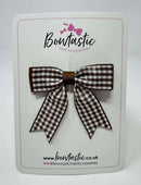 2.75 Inch Tail Bow - Turftan & Brown Gingham