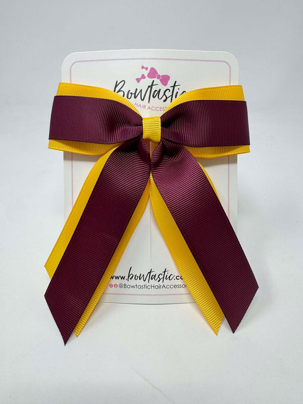 4.5 Inch Tail Bow - Burgundy & Yellow Gold