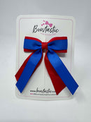 3 Inch Tail Bow - Royal Blue & Red