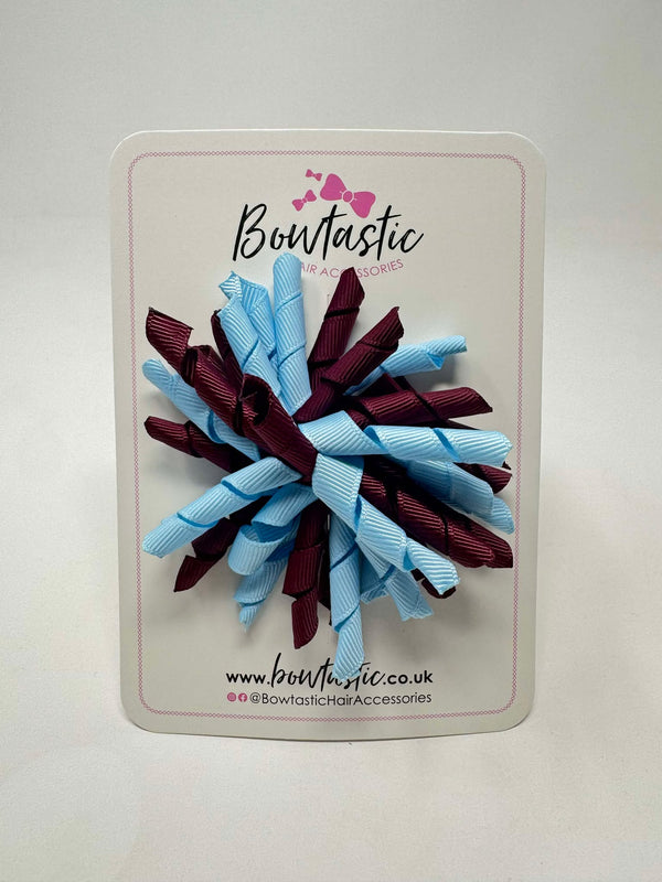 3.5 Inch Corker Bow - Burgundy & Blue Topaz
