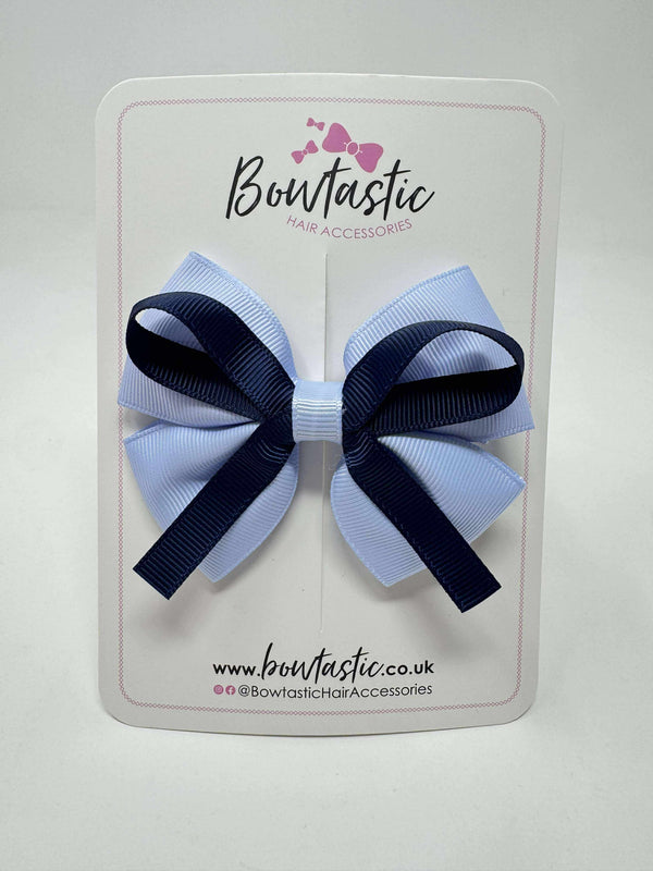 3.5 Inch Flat Bow - Navy & Bluebell
