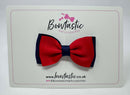 3 Inch Flat Double Bow - Red & Navy
