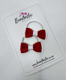 1.75 Inch Bow Thin Elastic - Red & White - 2 Pack