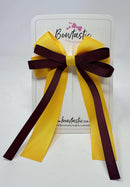 4 Inch Loop Tail Bow - Burgundy & Yellow Gold