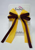 4 Inch Loop Tail Bow - Burgundy & Yellow Gold
