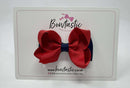3 Inch Double Bow - Red & Navy