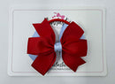 3.5 Inch Flat Double Bow Bobble - Red & Bluebell