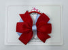 3.5 Inch Flat Double Bow Bobble - Red & Bluebell