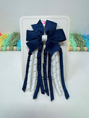 3 Inch Pinwheel Corker Bow - Navy & White