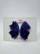 3.5 Inch 2 Layer Bow - Navy & Purple
