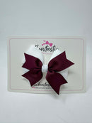 3.5 Inch 2 Layer Bow - Burgundy & White