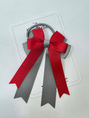 4 Inch Double Tail Bow Bobble - Red & Silver