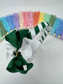 4 inch Flower Alice Band - Forest Green & White