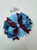 4.5 Inch Ring Bow Bobble - Burgundy & Blue Mist