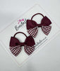 2.5 Inch Butterfly Bow Thin Elastic - Burgundy & Burgundy Gingham - 2 Pack