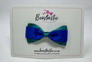 3 Inch Flat Thin Tuxedo Bow - Royal Blue & Jade Green