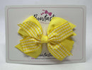 4 Inch Flat 3 Layer Bow Bobble - Yellow & Yellow Gingham