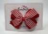 4 Inch Flat 3 Layer Bow Bobble - Red & Red Gingham