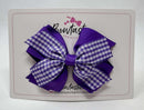 4 Inch Flat 3 Layer Bow Bobble - Purple & Purple Gingham