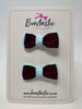 1.75 Inch Bow - Burgundy & Light Blue - 2 Pack