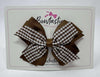 4 Inch Flat 3 Layer Bow - Turftan & Brown Gingham