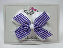 4 Inch Flat 3 Layer Bow - Purple & White Gingham